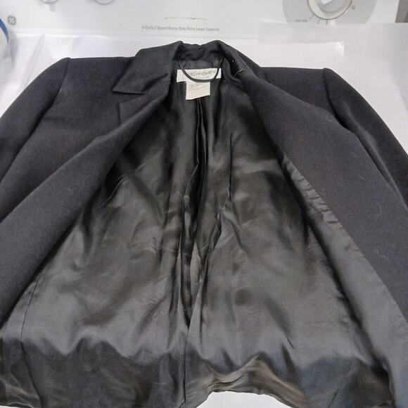 YVES SAINT LAURENT Jacket Womens Sz 42 RWool BLACK Office Blazer Structured Open - Picture 7 of 12